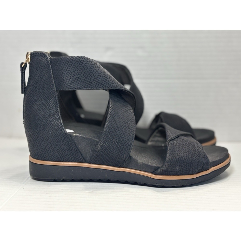 Dr. Scholl's Golden Hour Ankle Strap‎ Wedge Sandal Black Womens US 6M